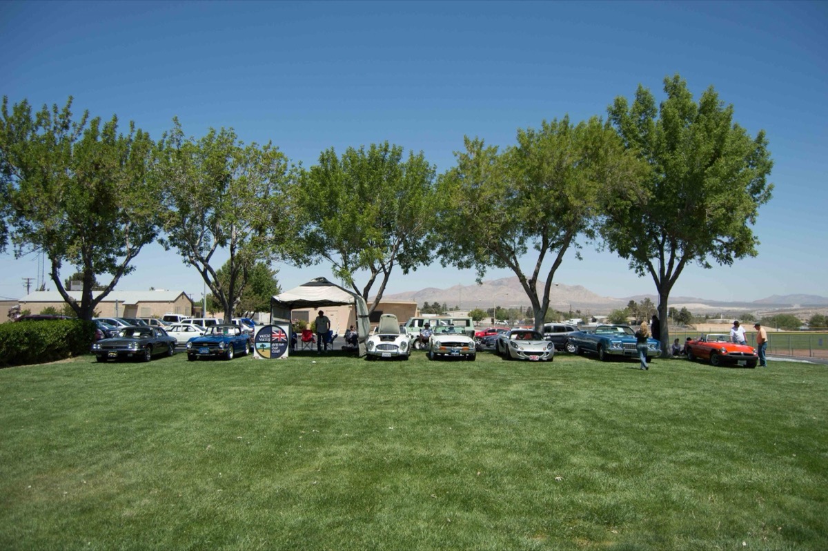 Vintage British automobile on display